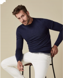 Indigo Merino crew-neck pullover